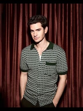 Men's Green Patterned Knit Polo Shirt